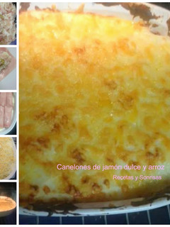 Una foto de Canelones de jamón dulce y arroz