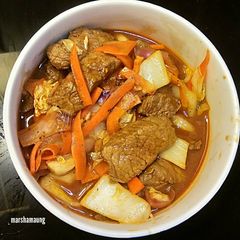 A picture of Beef Version of Spicy Stew (Dak Galbi Spinoff).