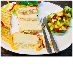 A picture of Vegetables Sandwich & Chunky Vegetables Salad.