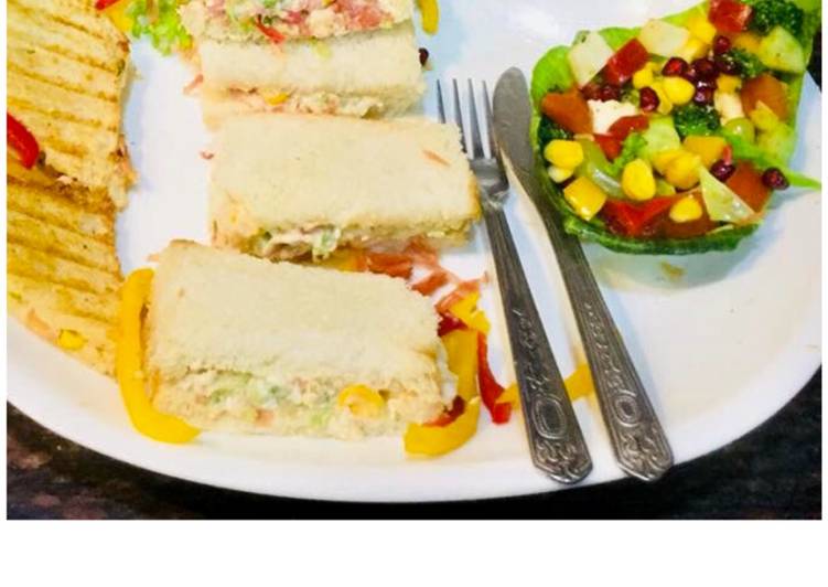 Steps to Prepare Award-winning Vegetables Sandwich &amp; Chunky Vegetables Salad