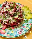 Salad - appetizer of baked beetroot and cheese