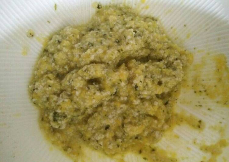 MPASI Jagung manis + tahu sutra + bayam + brokoli + evoo