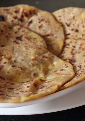 A picture of Simple Aloo Paratha/Masala Potaotes Stuffed Parathas.