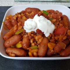 A picture of My Little party Sausage & Chorizo Tomato Bake. 😉.