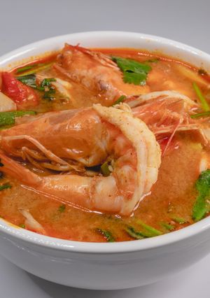 A picture of Tom Yum Kung Creamy River Prawn Spicy Soup Recipe - Delicious and Zesty 😊.