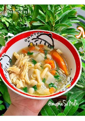 Hình của món Miến gà nấu nấm tả pí lù - 9m+ do có nấm.