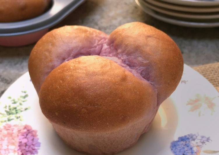 Bagaimana Membuat Roti Sobek Ubi Ungu (dengan cetakan muffin) yang Enak