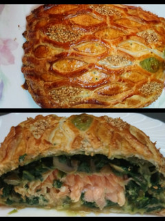 Una foto de Salmón con hojaldre y espinacas