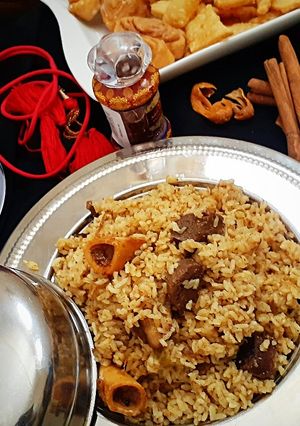 A picture of Yakhni Pulao.