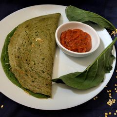 Stuffed Yellow Moong Daal Palak Cheela A picture of Stuffed Yellow Moong Daal Palak Cheela.
