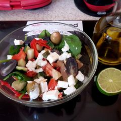 A picture of My Cheese & Olive Greek inspired Salad 😀.