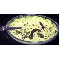 A picture of Kerala Style: Cucumbers Pachadi or Kakkidi Pachadi.