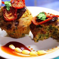 A picture of #Baking Spinach cheese corn muffins.