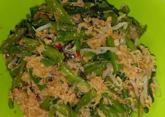 Resep mudah bikin Urab kangkung tauge kacang panjang yang nagih banget