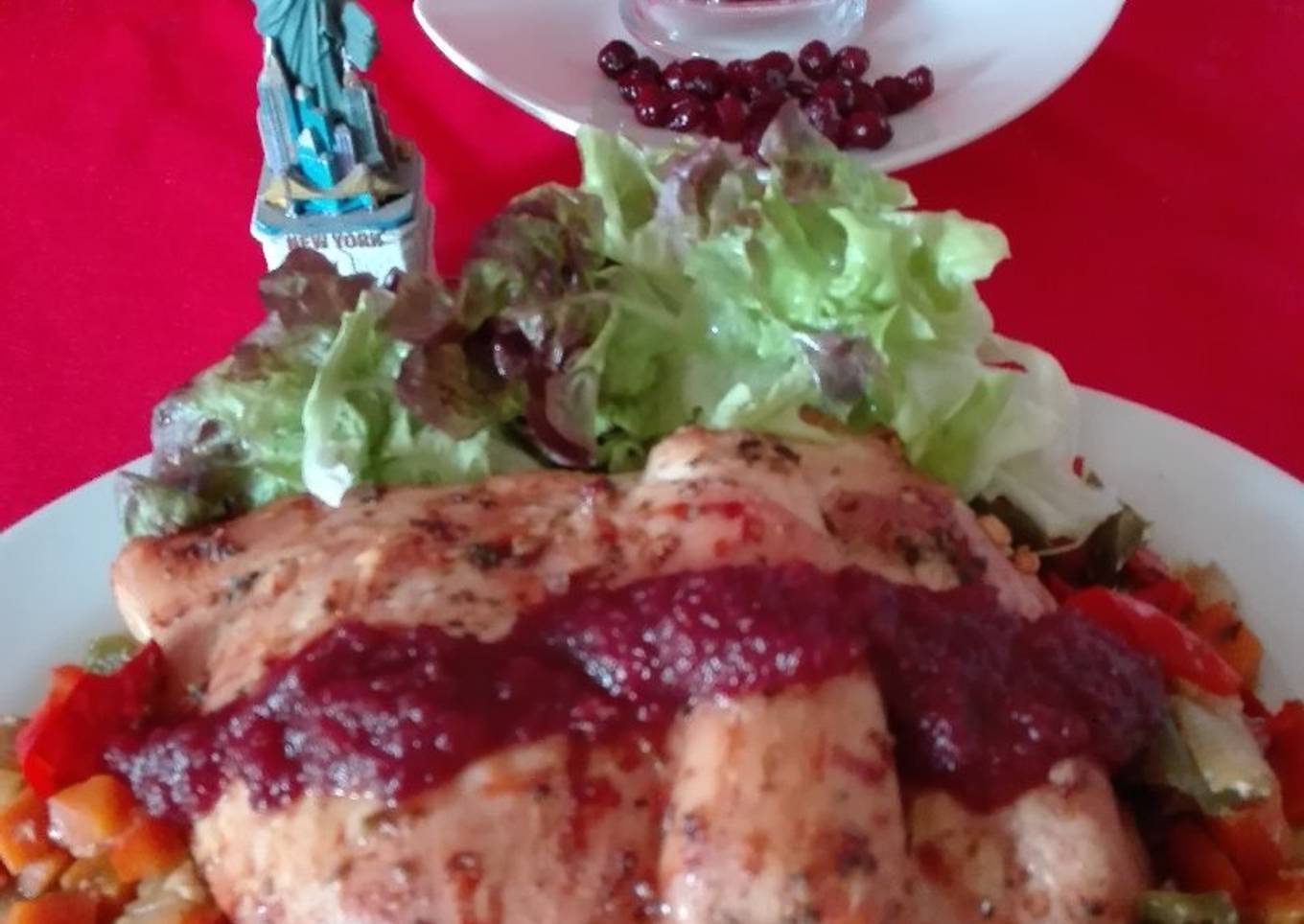 Pavo para acción de gracias con Salsa de cranberries