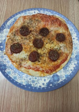 Una foto de Pizza de chorizo