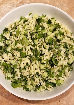 A picture of Cucumber Lemon Orzo Salad.