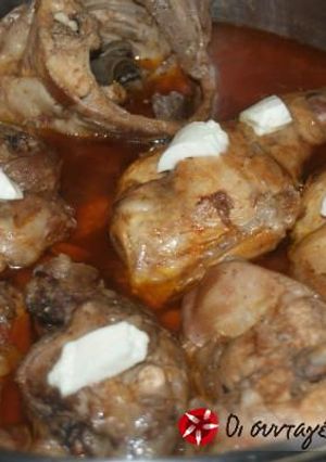 A picture of Rabbit with red sauce from Zakynthos.