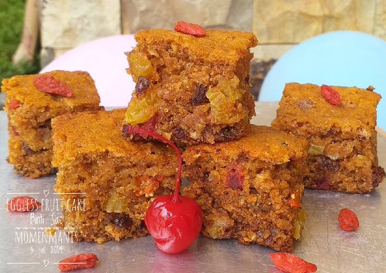 Resep Eggless Fruit Cake (oat &amp; whole wheat flour), Enak