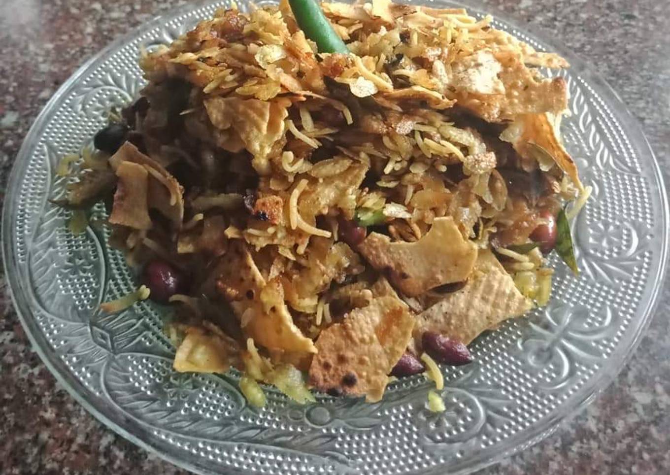 Fried Flattened Rice with papad #Goldenapron #post 20