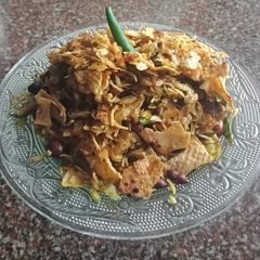 A picture of Fried Flattened Rice with papad #Goldenapron #post 20.