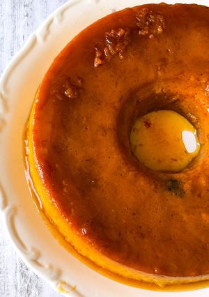 Una foto de Flan casero de zapallo