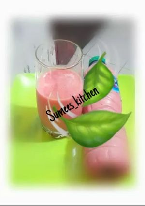 A picture of Orange and strawberry, watermelon smoothie.