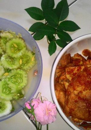 Foto resep Dendeng Telur Balado dan Acar Timun