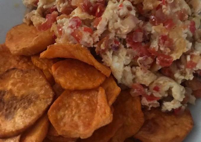 Steps to Make Jamie Oliver Sweet Potato Fries and Scrambled Eggs