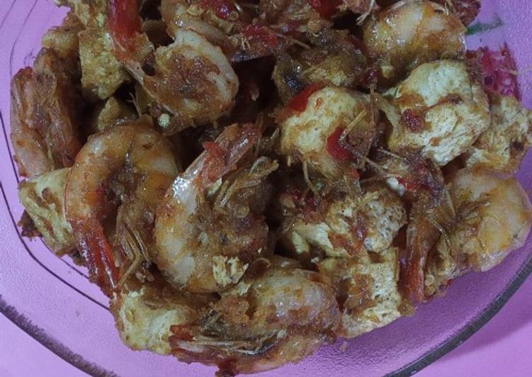 Oseng udang tahu