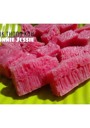Foto resep Pak Thong Koh / Apem Gula Putih (jadi pink) Tepung Beras BERSERAT KENYAL LEGIT