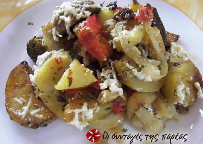 Potatoes in the oven with mushrooms