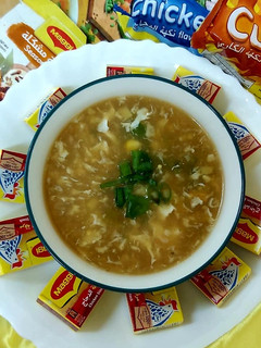 A picture of Chicken corn soup.