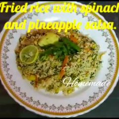 Fried rice with spinach and pineapple A picture of Fried rice with spinach and pineapple.