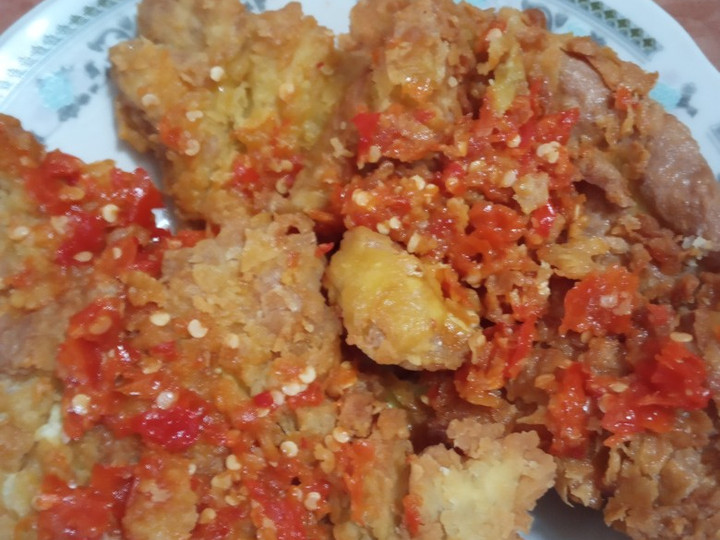Resep Telur crispy geprek Anti Gagal