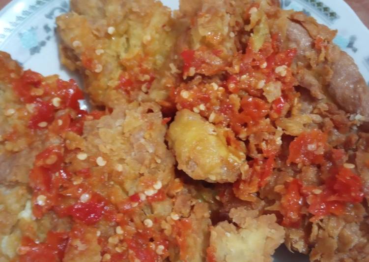 Resep Telur crispy geprek Anti Gagal