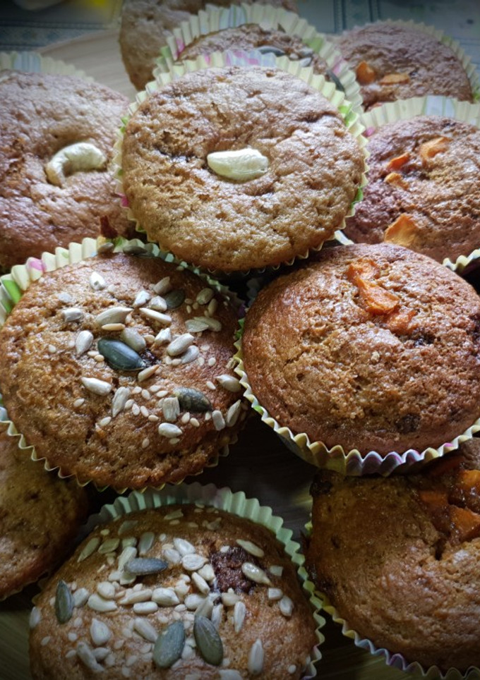 Una foto de Muffins versátiles, misma masa muchos ingredientes