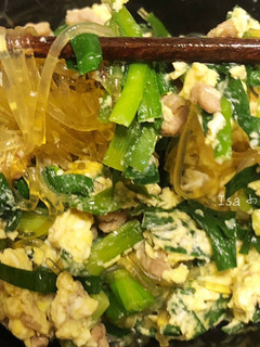 肉末韭菜炒冬粉 的食譜成品照片