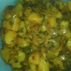 Fried potatoes and spinach A picture of Fried potatoes and spinach.