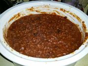 A picture of molasses baked beans