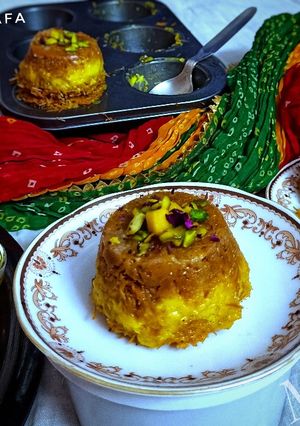 A picture of Mini mango Kunafa.