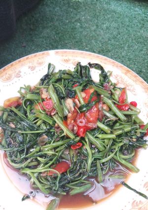 Foto resep Cah Kangkung saus tiram ala kang seafood enak renyah hijau