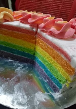 Foto resep Rainbow cake (kukus)