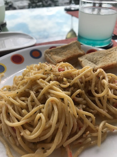 Una foto de Pasta con palmitos de cangrejo