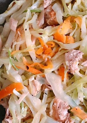 Hình của món Bắp Cải Cà Rốt Xào Cá Ngừ Hộp.