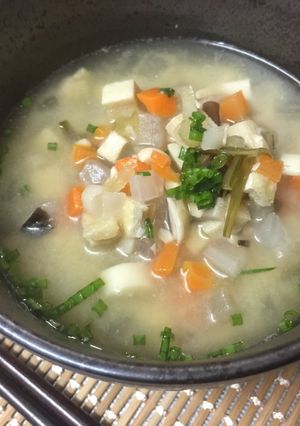 A picture of Japanese Vegetable Miso Soup (Keno-Shiru).