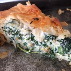 Spinach and ricotta filo pie A picture of Spinach and ricotta filo pie.