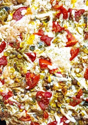 عکسی از دستور پیتزا مرغ و قارچ