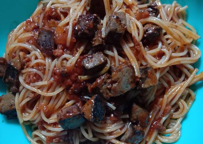 Spageti hati sapi hot pedas