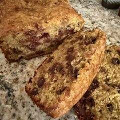 A picture of Plantain chocolate chip cake.